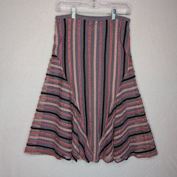 French Connection Striped Midi Skirt Size 4 - Picture 1 of 11